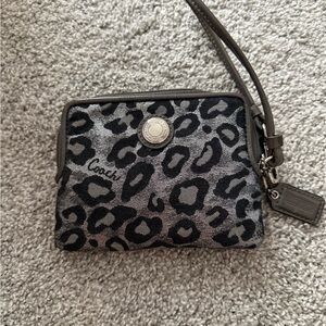 Coach Black and Gray Leopard Wristlet